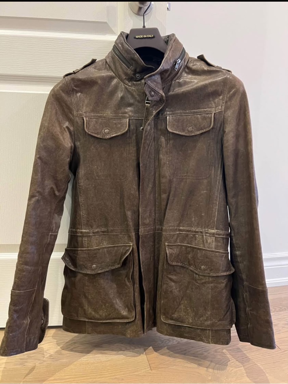 Mackage Men's Brown Leather Field Jacket